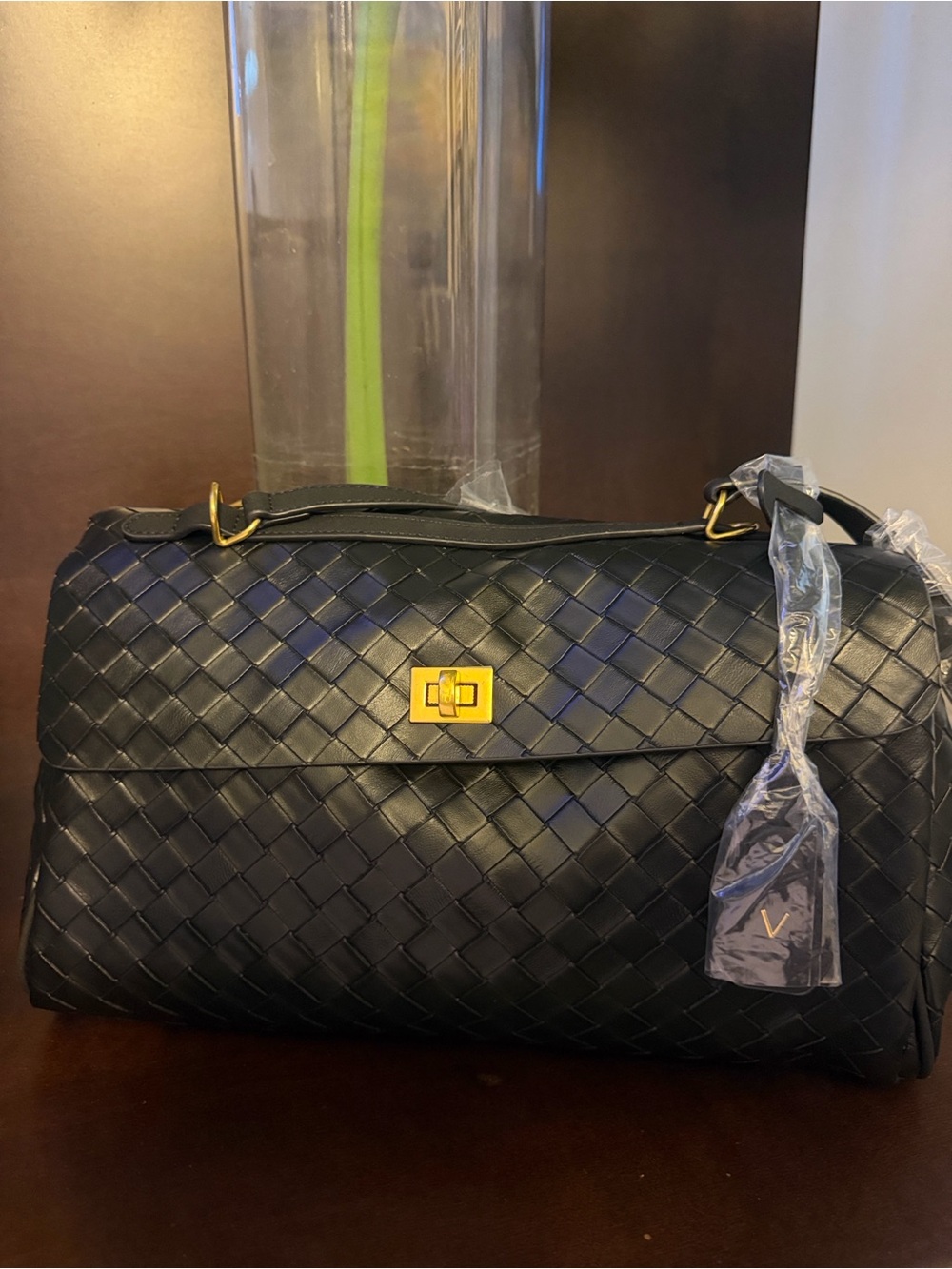 VOVIA Ciara Vintage Limited Edition Black Bag + Woven Pouch - NEW